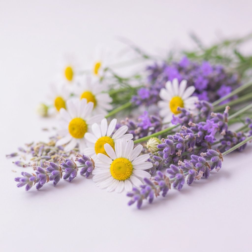 Chamomile and lavender botanical flowers
